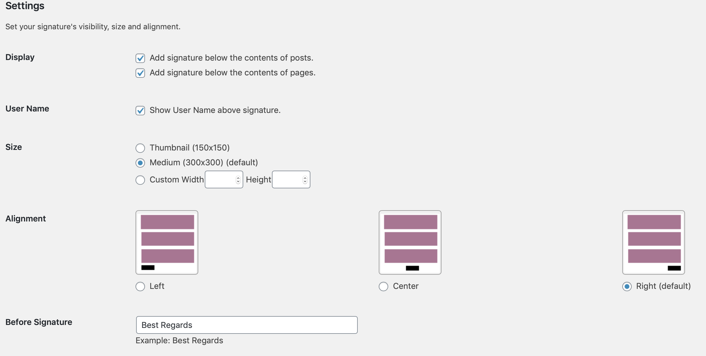 Plugin settings