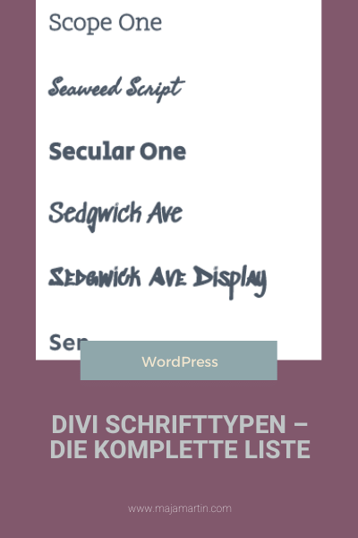 Divi Schrifttypen – Die komplette Liste