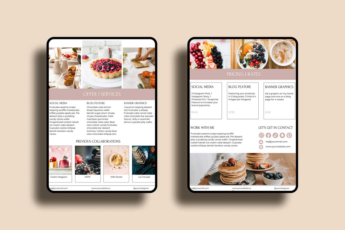 Media Kit Template Food Blogger