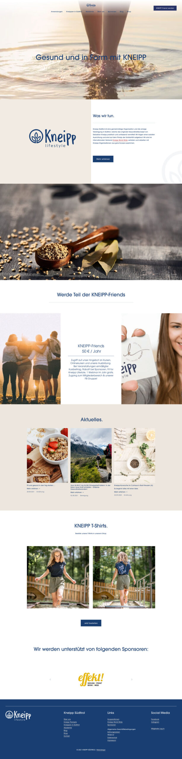 Kneipp website overview