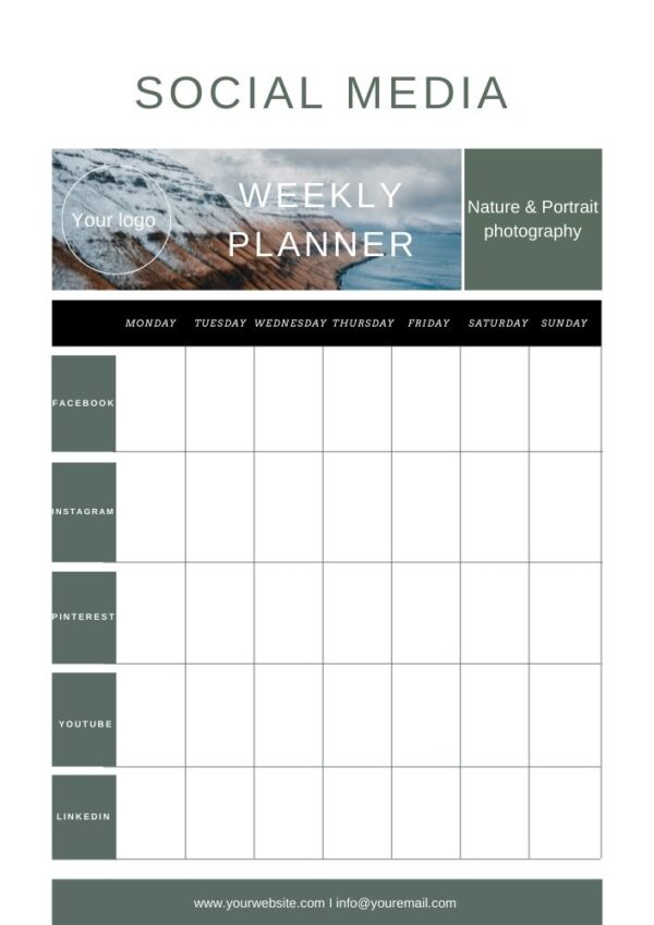 Social Media Weekly Planner