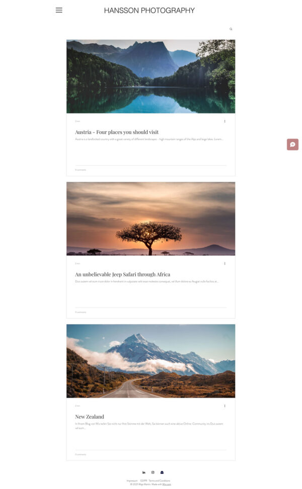 Wix Website Template for Photographers